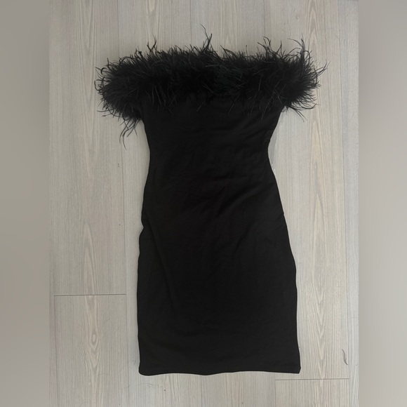 Naked Wardrobe Fine Feather Trim Strapless Minidress XS - Picture 5 of 13